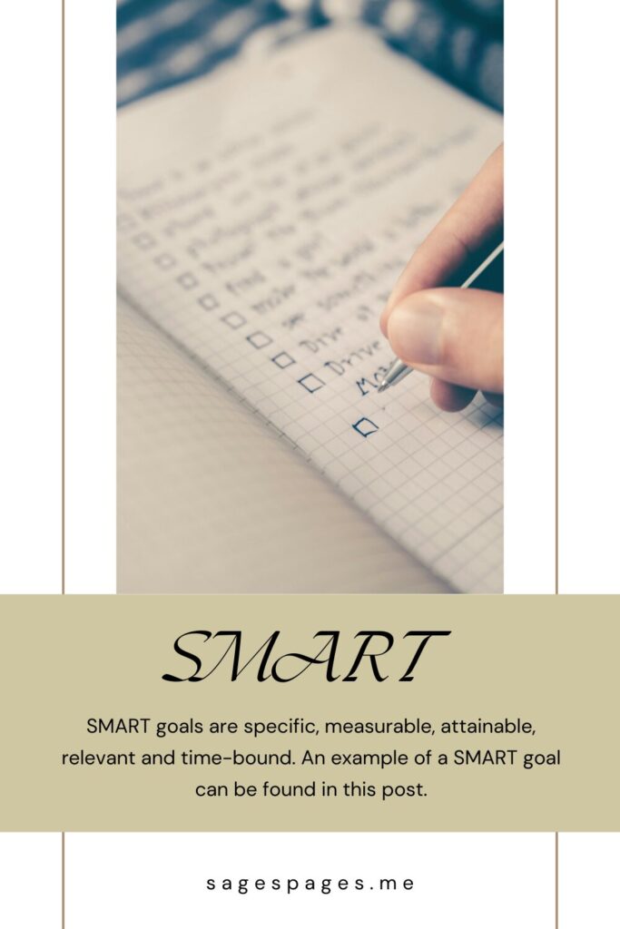 Pin: Example of a SMART goal